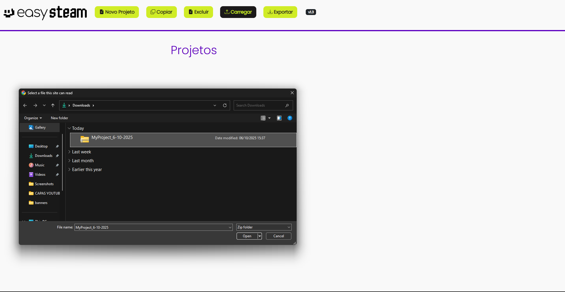 Importando um projeto
